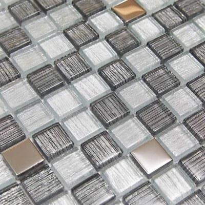 Florence Mosaic Tiles Sheet Metallic Squares Glass Walls Floors Kitchen Bathroom - Image 1 of 4