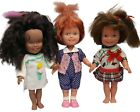 Lot Of 3 Vintage Dolly Surprise Playskool 1987 Dolls Red Brown Black Hair Grows 