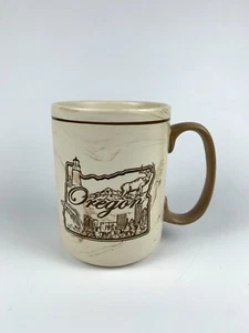 Vintage Oregon State Coffee Mug Brown Marble Swirl Double Sided Debossed Large - Bild 1 von 7
