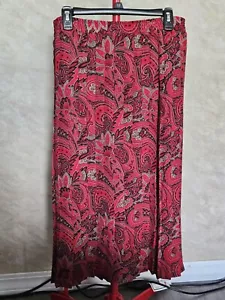 Alfred Dunner Red Paisley Pleated Maxi Skirt. Plus Size 16W - Picture 1 of 8