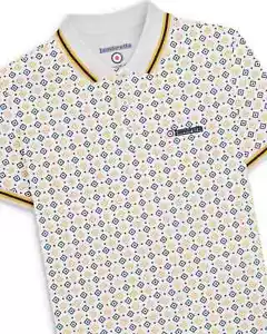Lambretta Mens Polo Shirt Geo AOP Polo Lambretta Polo Shirt Mod/Ska/Retro M-4XL - Picture 1 of 9