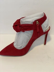 NIB. Louise et Cie "Jeph" Ankle Tie KidSuede Pump in Crimson Red Size: 7.0 - Bild 1 von 11
