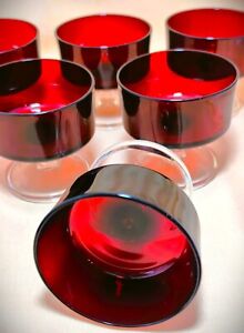 Luminarc Arcoroc France Sektschalen Champagner Gläser rot Vintage Weihnachten