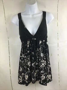 Vibrante Women’s Black & White Floral W/Rhinestones Sleeveless Top Sz. S/M NWT - Picture 1 of 14
