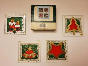 Sottobicchieri in vetro Holiday 4 conteggi di American Greetings stelle albero campane candele - Foto 1 di 6