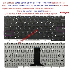 New for Dell Latitude 3340 3350 E5470 E5480 E7450 E7470 E7480 laptop keyboard US - Afbeelding 1 van 5