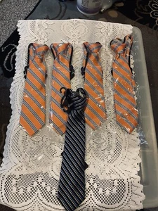 Lot of 5 Boys Neck Uniform Ties Adjustable Closure Orange & Blue NWT 12” Silk - Picture 1 of 4