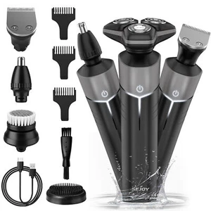 SEJOY 5IN1 Cordless Electric Razor Rotary Shavers Wet Dry Sideburn Nose Trimmer - Picture 1 of 16