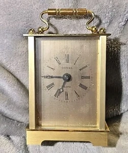 Vintage Brass Mantel Quartz Clock By Estyma - Picture 1 of 5