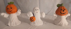 Figuras de Halloween Fantasmas Cabezas de Calabaza Jack O'Lantern Juego de 3, 3" de Alto - Imagen 1 de 11