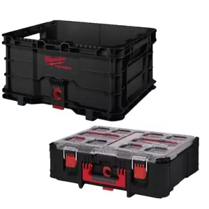 Milwaukee PACKOUT Crate and Deep Organiser BUNDLE Heavy Duty Durable NEW UK - Picture 1 of 8