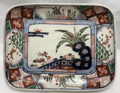 Prato Imari Ware Arita porcelana japonesa cerâmica esmalte policromado Edo Tokugawa - Imagem 1 de 4
