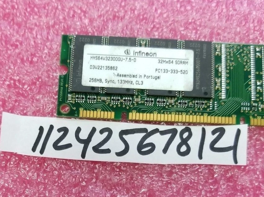 256MB 1RX8 SDR SDRAM SD PC PC133 133MHZ  133 168PIN NON-ECC SINGLE RANK  32X8   - Image 1 of 1