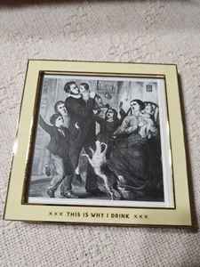 Easy Tiger 4.5” x 4.5” Funny picture Metal Photo Frame This Is Why I Drink Gift - Picture 1 of 4