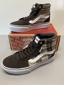 Vans Filmore High Top Sneaker Womens Size 6 Brown Plaid Houndstooth Platform - Picture 1 of 20