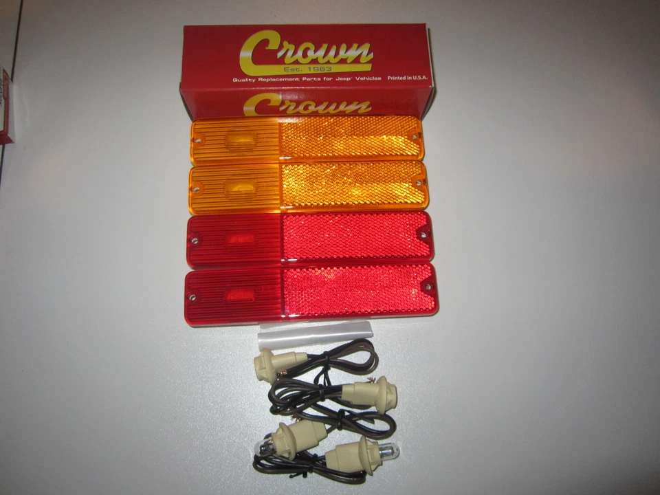 Fits Jeep CJ5 CJ7 Side Marker Light Kit  4 Lamps  4 Sockets  4 Bulbs 1972-1980 - Image 1 of 4