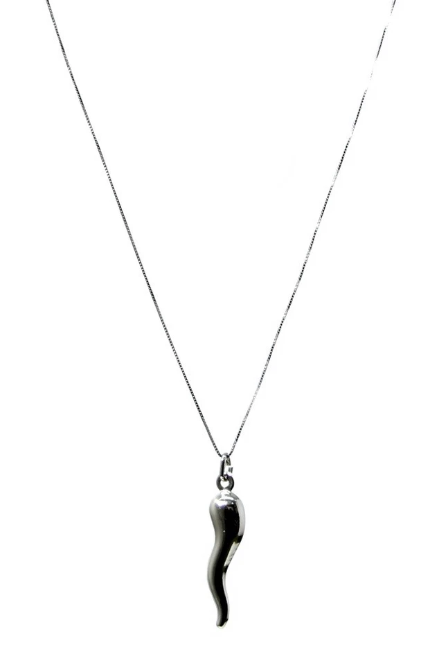 Collana con pendente a corno 4cm argento puro 925  - Immagine 1 di 1