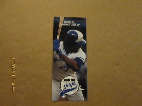 MLB Toronto Blue Jays Vintage 1988 George Bell Cover Season Ticket Brochure Cover