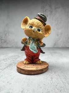 Statuina bambino 2" vintage enesco mouseville topolino hobo - Foto 1 di 7