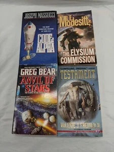 Lot Of (4) Vintage Science Fiction Novels Code Alpha Elysium Commission - Picture 1 of 17