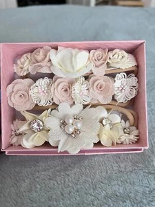 Fancy dressy baby headbands (set of 3) w/ pearls & crystals - Picture 1 of 8