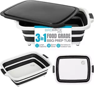 Collapsible Large BBQ Prep Tub W/Cutting Board, Multi-Function Grill Caddy W/Col - Picture 1 of 12