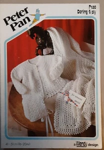 Orig Vintage Peter Pan 4ply Baby Jacket Shawl Bonnet 16"-20"Crochet Pattern P430 - Picture 1 of 3