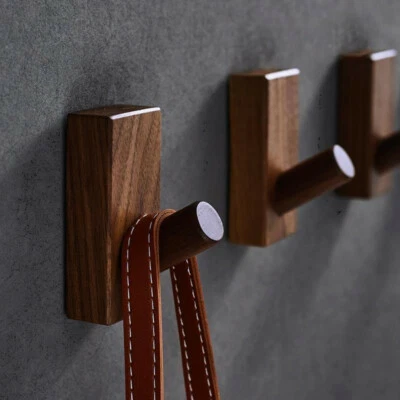 Wood Coat Hooks Wall Mounted Hook for Hanging Towels Plant Storage Hanger Walnut - Image 1 of 4