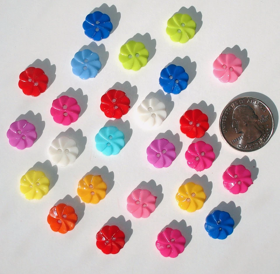 25 Flower Swirl Resin Buttons Variety Mix Colors 2-hole sew on - Image 1 of 1