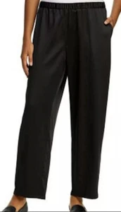 Eileen Fisher Womens Pants Black Size M Satin Wide Leg $238 - Picture 1 of 10