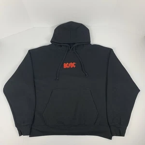 AC/DC Hoodie Embroidered Black Fleece Sweatshirt Mens Size Large [Flawed] - Picture 1 of 9