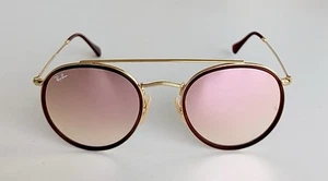 Ray-Ban Sunglasses ROUND DOUBLE BRIDGE Pink Flash Gradient RB3647N 001/7O - NEW - Picture 1 of 9