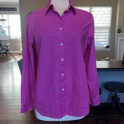 Camisa Lauren Ralph Lauren L/S Rosa Lunares Talla XL X-Grande Sin Cuello de Hierro Foto 1 de 4
