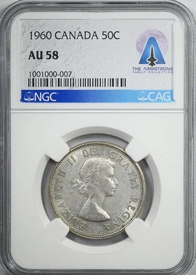 1960 Canada 50C Cents NGC AU58 - Armstrong Collection - Image 1 of 4
