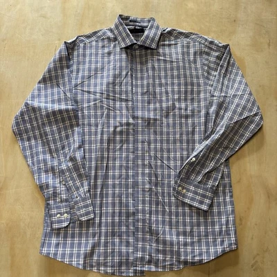 Tommy Hilfiger Button Down Dress Shirt Men’s Size Large Blue Burgundy White - Image 1 of 4
