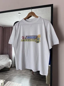 T-shirt bianca rara vintage Snickers FairPlay calcio svizzero ASF SVF FIFA taglia S - Foto 1 di 10