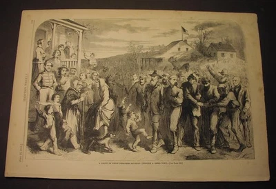 1863 - Гравировка Томаса НАСТА: Марш ЗАКЛЮЧЕННЫХ СОЮЗА через город повстанцев! - Изображение 1 из 3