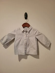 Janie And Jack  Equestrian Striped Collar Button Up Shirt Size 12-18mt Classic  - Picture 1 of 4
