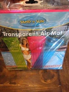 Sand N Sun Pool Raft Air Mat 6 ft x 27" Transparent Floating Raft Hot Pink - Picture 1 of 2