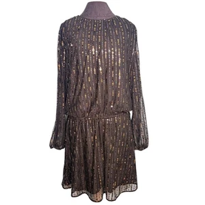 White House Black Market Kleid Damen Gr. XL schwarz gold Pailletten Streifen Glam - Bild 1 von 15