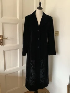 Vintage Windsmoor Long Maxi Black Velvet Embroidered Coat Jacket UK10/12/14 vgc - Bild 1 von 17