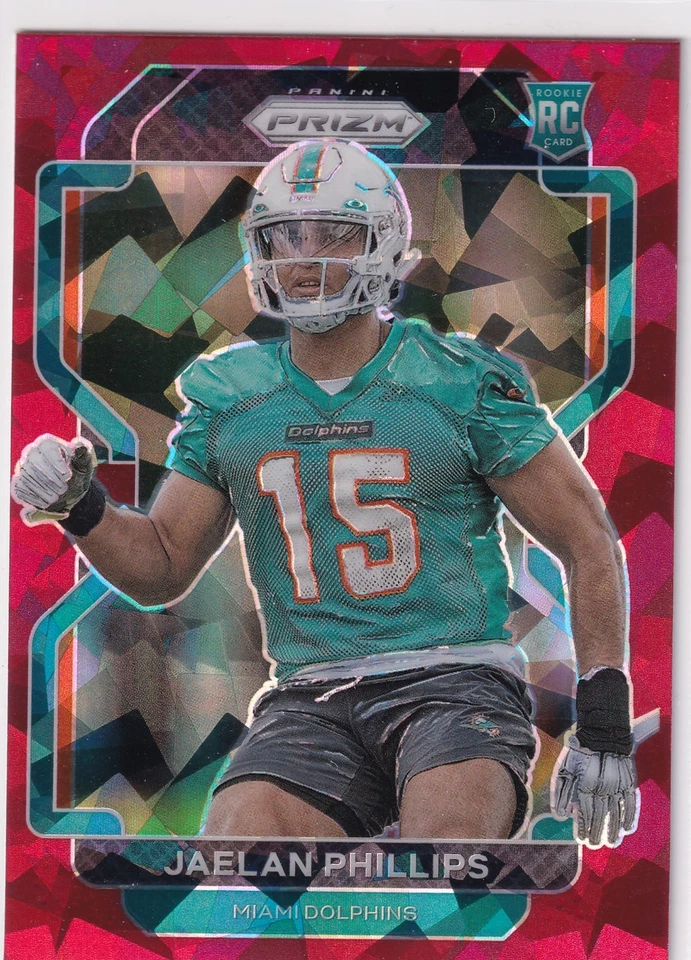 Jaelan Phillips 2021 PANINI PRIZM RED CRACKED ICE PRIZM RC Rookie #377 Dolphins - Image 1 of 2