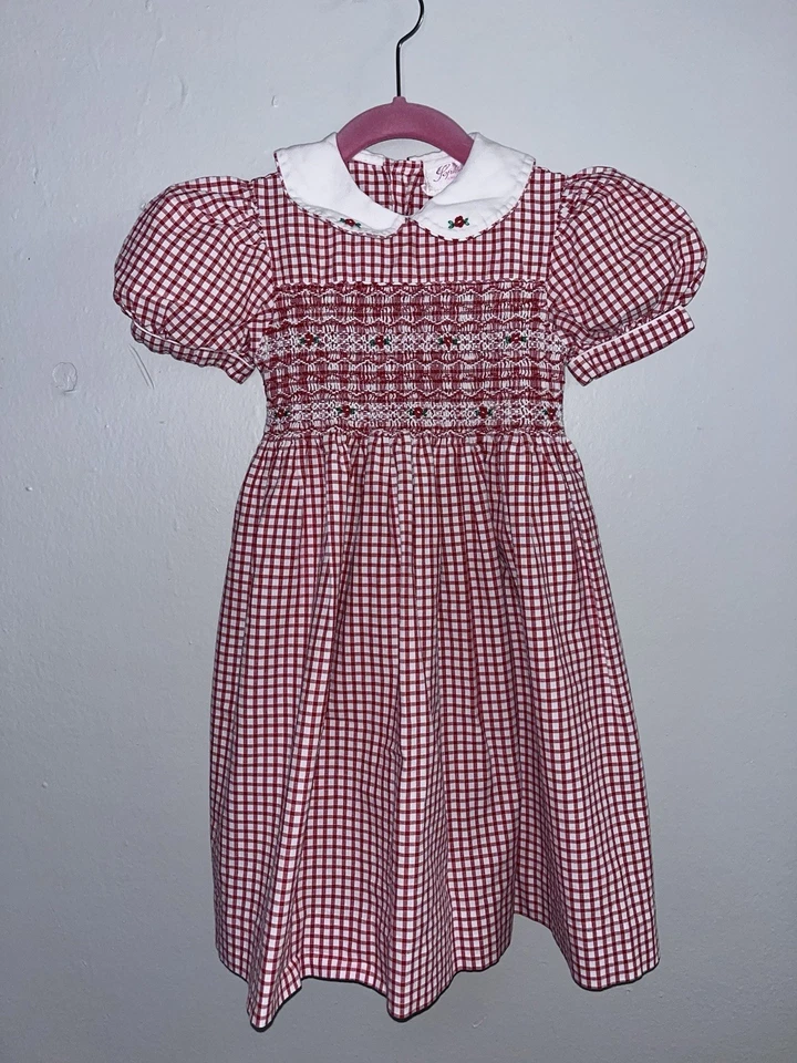 Vestido SOPHIE DESS Creations Paris flor vermelha borrada para meninas tamanho 4T - Imagem 1 de 4