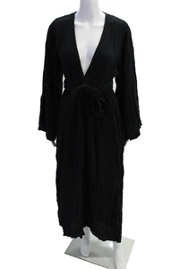 MARA HOFFMAN Womens Blair Long Sleeve Deep-V Maxi Dress - Black Size XS - Picture 1 of 4