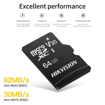 HIKVISION 5 Stück microSD Speicherkarte 4K Memory SDXC Card 64GB für Handy, Drohne, Kamera