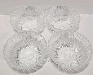 ARCOROC Seabreeze Glass Salad/Cereal Bowls 5.5" Swirled & Scalloped -Set of 4 - Picture 1 of 4
