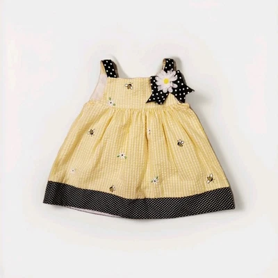 Vestido Sol Abejorro Ediciones Raras Bebé Niñas 12M Amarillo Seersucker Sin Mangas Foto 1 de 4