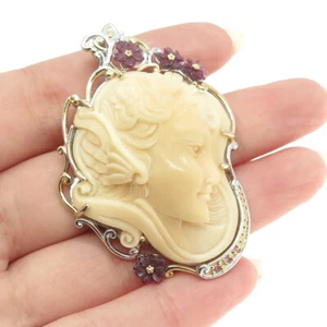 MICHAEL VALITUTTI Gems En Vogue Sterling Pink Sapphire & Amethyst Cameo Pendant - Picture 1 of 7
