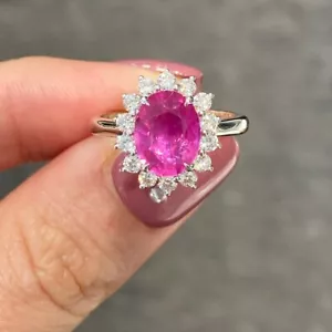 Beautiful Lab-Created Pink Sapphire Ring, 925 Sterling Silver Ring, Gift For Her - Picture 1 of 11