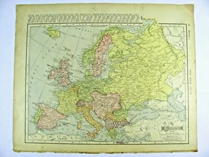 1895 Original Color Map Europe and South America Historic 11 x 14 Map - Picture 1 of 2